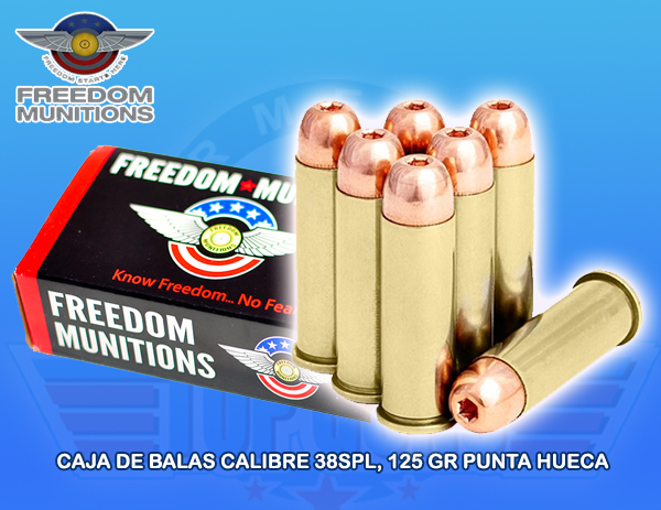 Caja de Balas FREEDOM calibre 38spl HP Armeria Top Guns