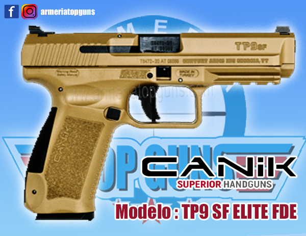 Pistola marca CANIK modelo TP9 SA MOD2 FDE, calibre 9x19mm coyote (FDE),